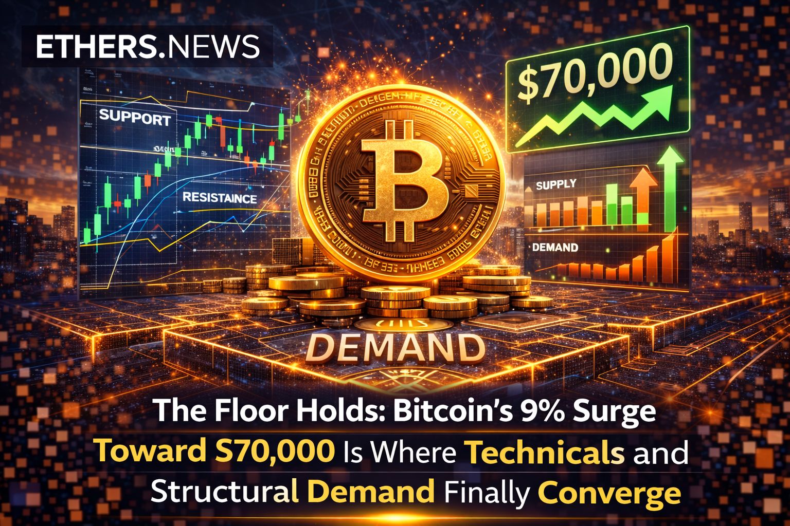 The Floor Holds: Bitcoin's 9% Surge Toward $70,000 Is Where Technicals and Structural Demand Finally Converge