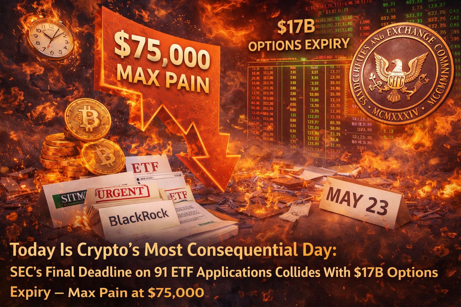The Most Consequential Day in Crypto History Has Arrived: The SEC's Absolute Final Deadline on 91 Altcoin ETF Applications Collides With a $17 Billion Options Expiry on Deribit — XRP, Solana, Litecoin, and Dogecoin's Regulated US Future Gets Decided Today